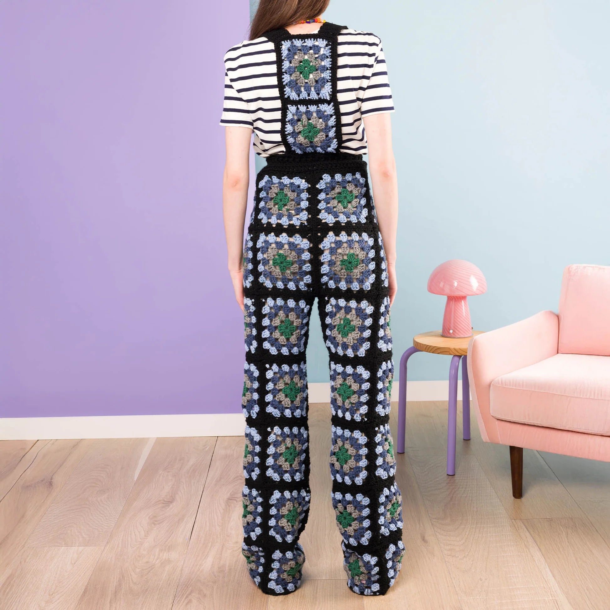 CROCHET PATTERN DOWNLOAD - Free Red Heart Crochet Granny Square Overalls Pattern, XS/S/M