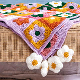 CROCHET PATTERN DOWNLOAD - FREE RED HEART FIELD OF DAISIES CROCHET BLANKET PATTERN