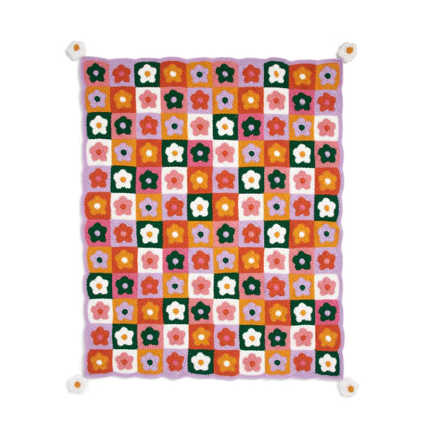 CROCHET PATTERN DOWNLOAD - FREE RED HEART FIELD OF DAISIES CROCHET BLANKET PATTERN