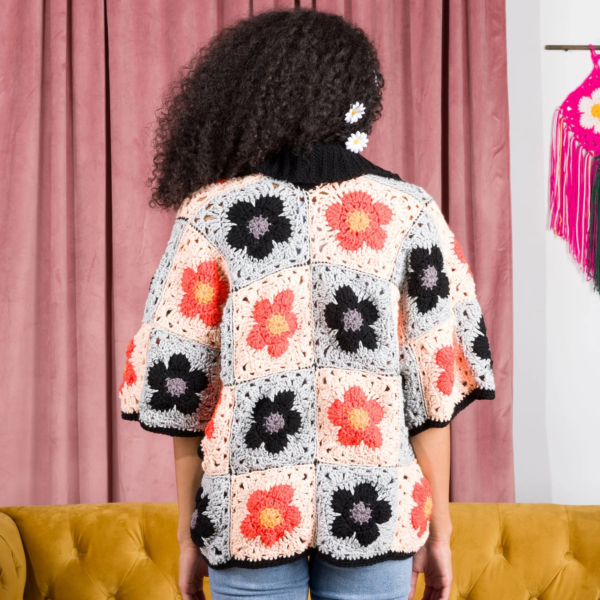 CROCHET PATTERN DOWNLOAD - Free Red Heart Crochet Blooming Grannies Cardigan Pattern, XS/S/M