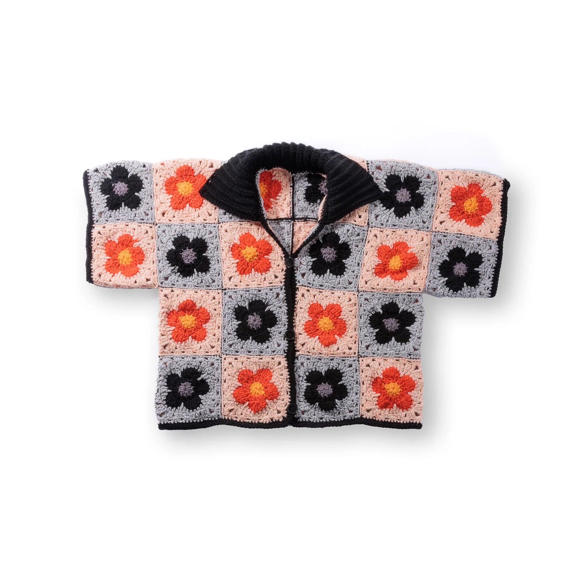 CROCHET PATTERN DOWNLOAD - Free Red Heart Crochet Blooming Grannies Cardigan Pattern, XS/S/M