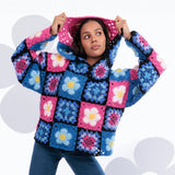 CROCHET PATTERN DOWNLOAD - Free Red Heart Crochet Flower Power Hoodie Pattern, XS/S/M/L