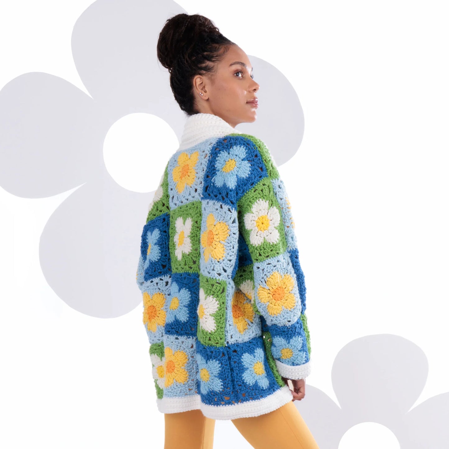 CROCHET PATTERN DOWNLOAD - Free Red Heart Crochet Cozy Posies Granny Cardigan Pattern, XS/S/M