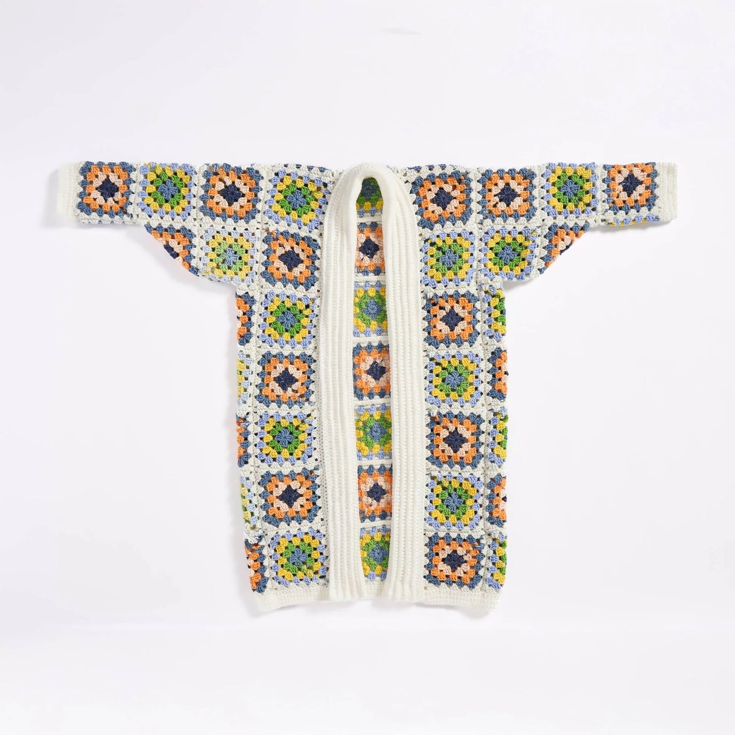 CROCHET PATTERN DOWNLOAD - Free Red Heart Crochet Granny Square Coatigan Pattern, XS/S/M