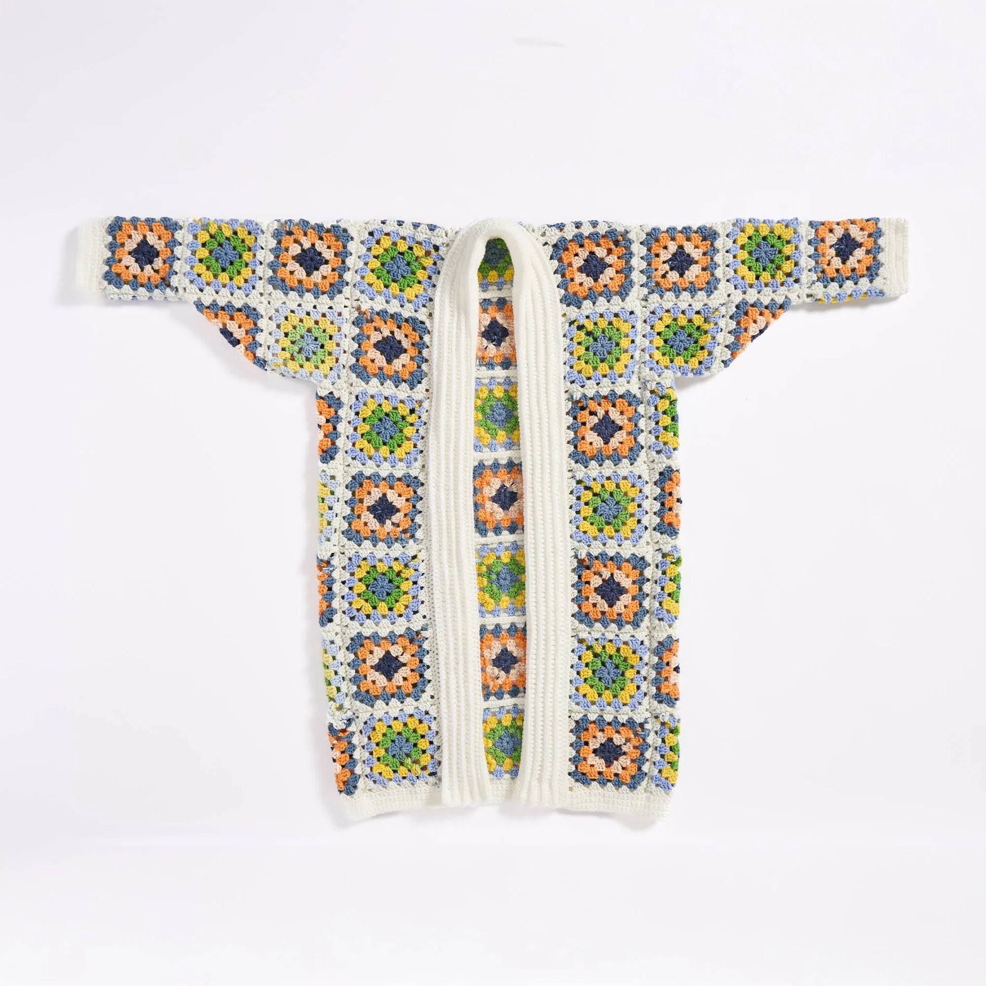 CROCHET PATTERN DOWNLOAD - Free Red Heart Crochet Granny Square Coatigan Pattern, XS/S/M