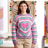CROCHET PATTERN DOWNLOAD - Free Red Heart Beaming Heart Crochet Pullover Pattern, XS/S