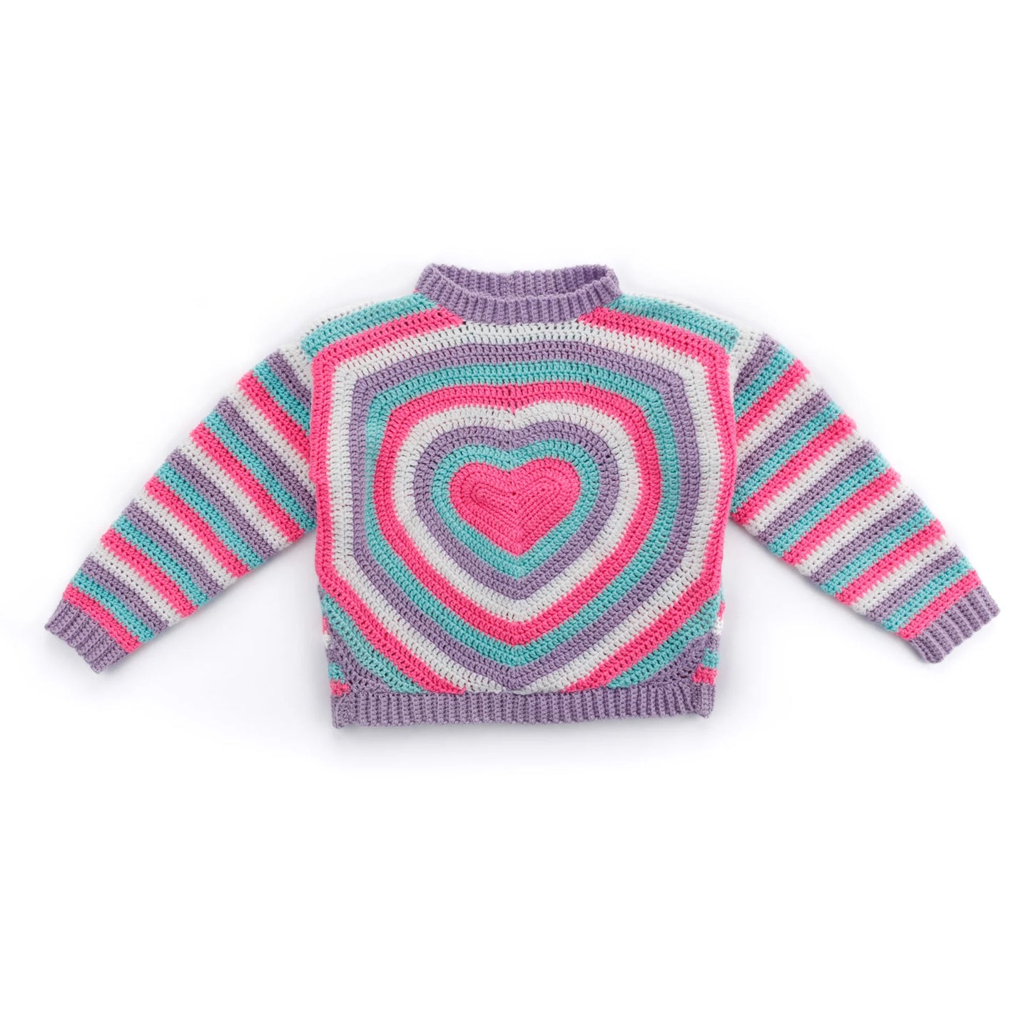 CROCHET PATTERN DOWNLOAD - Free Red Heart Beaming Heart Crochet Pullover Pattern, XS/S