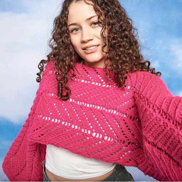 KNITTING PATTERN DOWNLOAD - FREE RED HEART SUNRAY PANELS KNIT SHRUG PATTERN, S