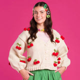 CROCHET PATTERN DOWNLOAD - Free Red Heart Knit Cardigan with Crochet Cherry Pattern