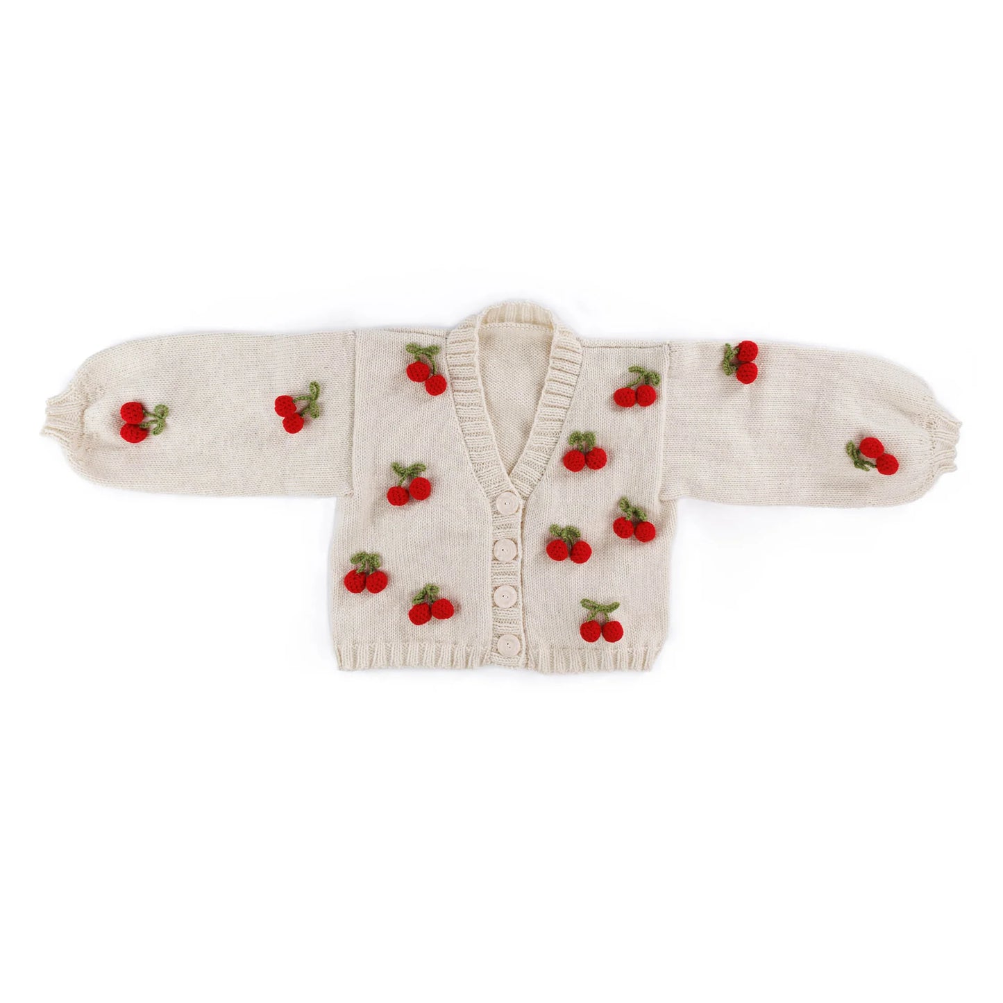 CROCHET PATTERN DOWNLOAD - Free Red Heart Knit Cardigan with Crochet Cherry Pattern