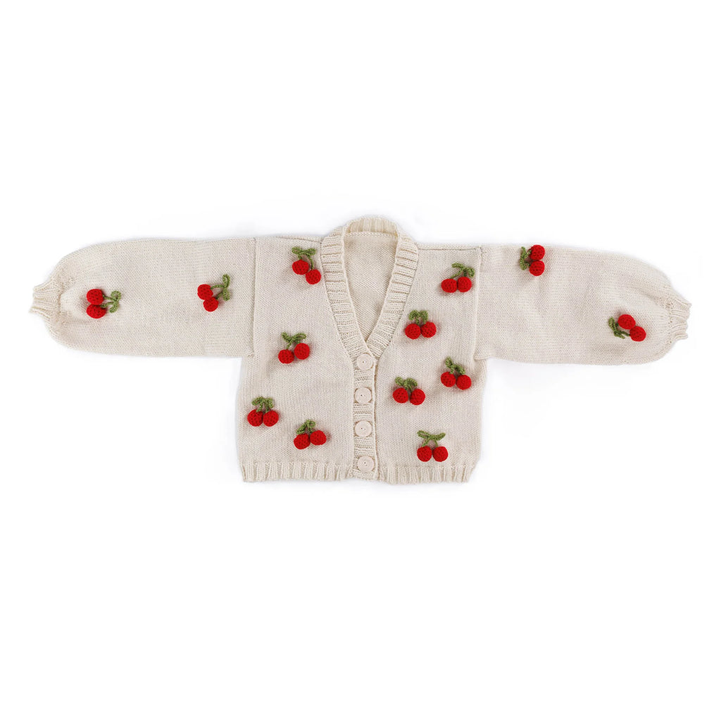 CROCHET PATTERN DOWNLOAD - Free Red Heart Knit Cardigan with Crochet Cherry Pattern