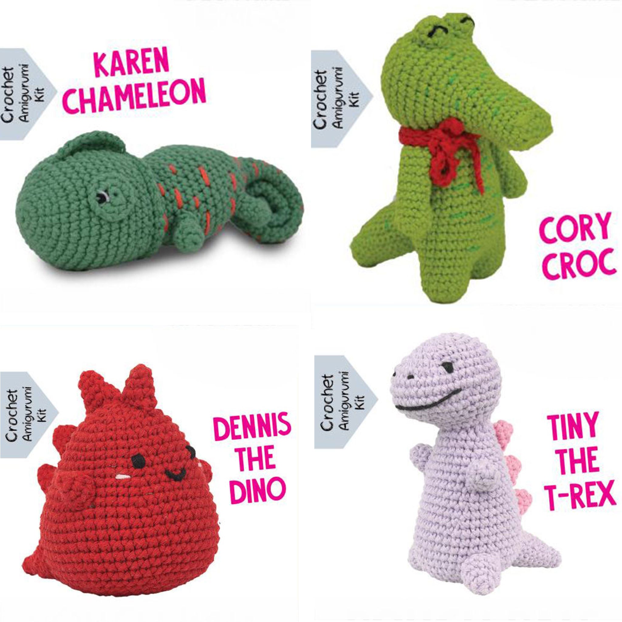 Pouch Pals Crochet Kit - Reptile & Dino Bundle