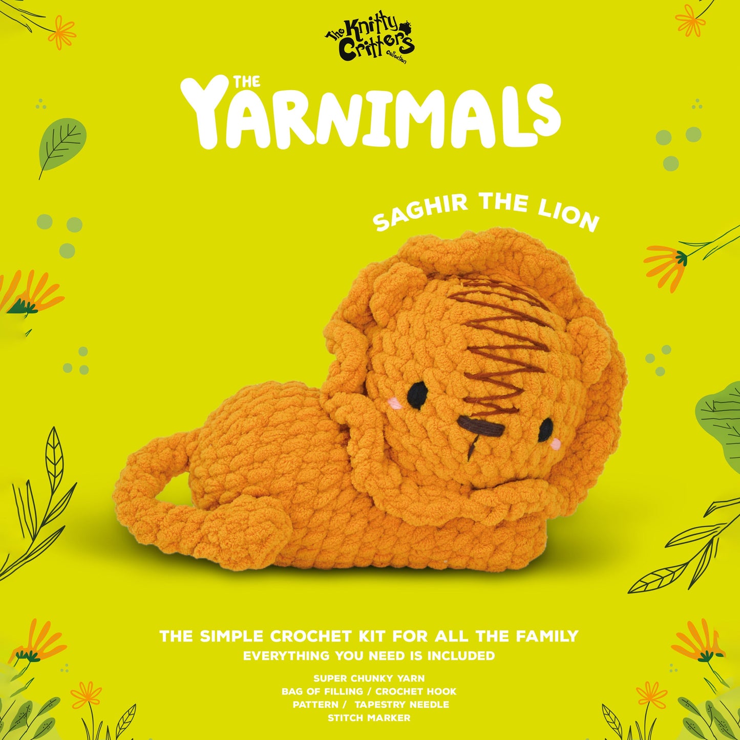 Knitty Critters - Yarnimals - Saghir The Lion |Amigurumi Crochet Kit
