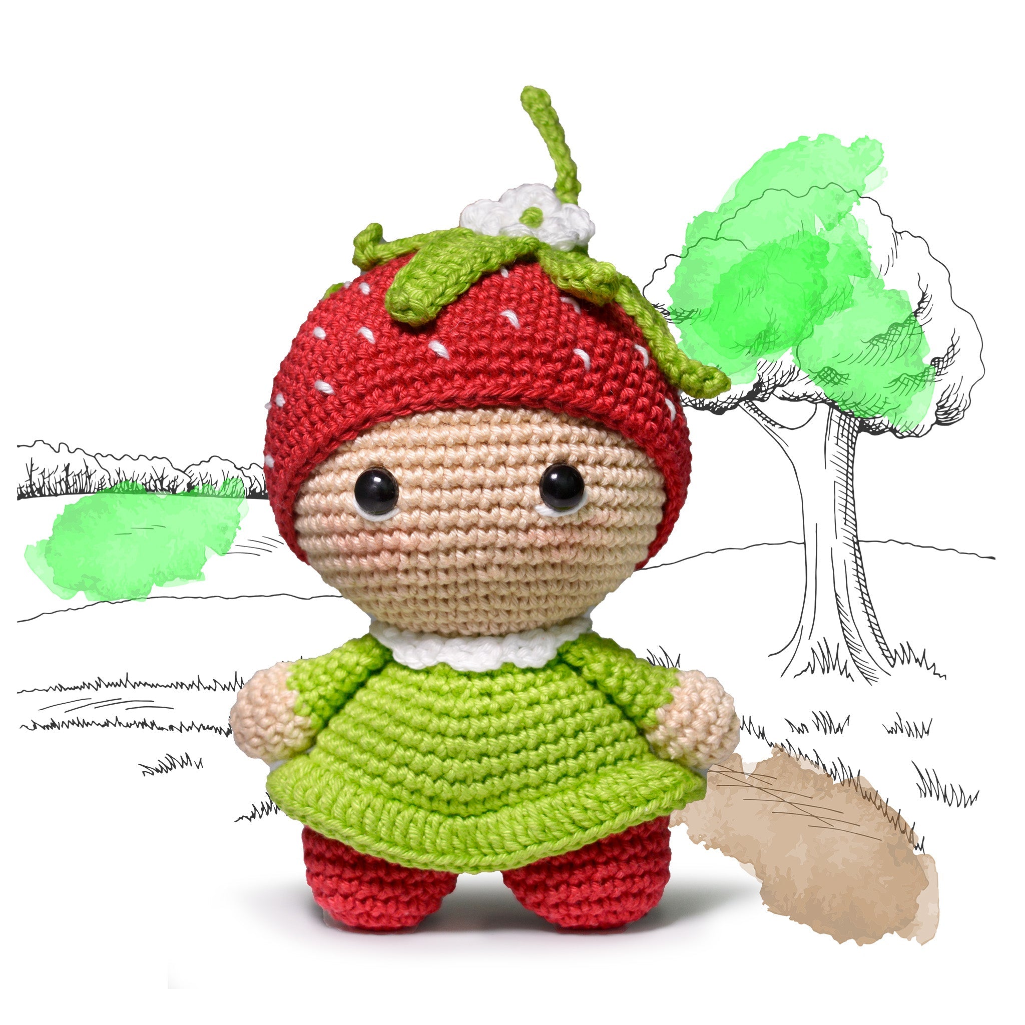 Knitty Critters - Bambinos - Amigurumi Crochet Kit - Sally Strawberry