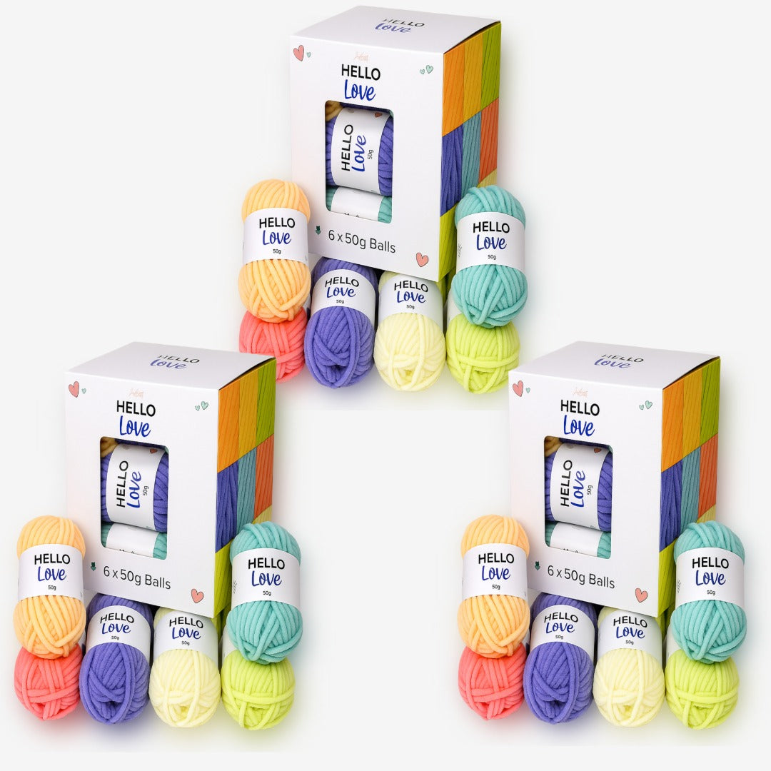 Multibuy Bundle Offer – Hello Love Assorted Yarn Box – 6 x 50g Pastel