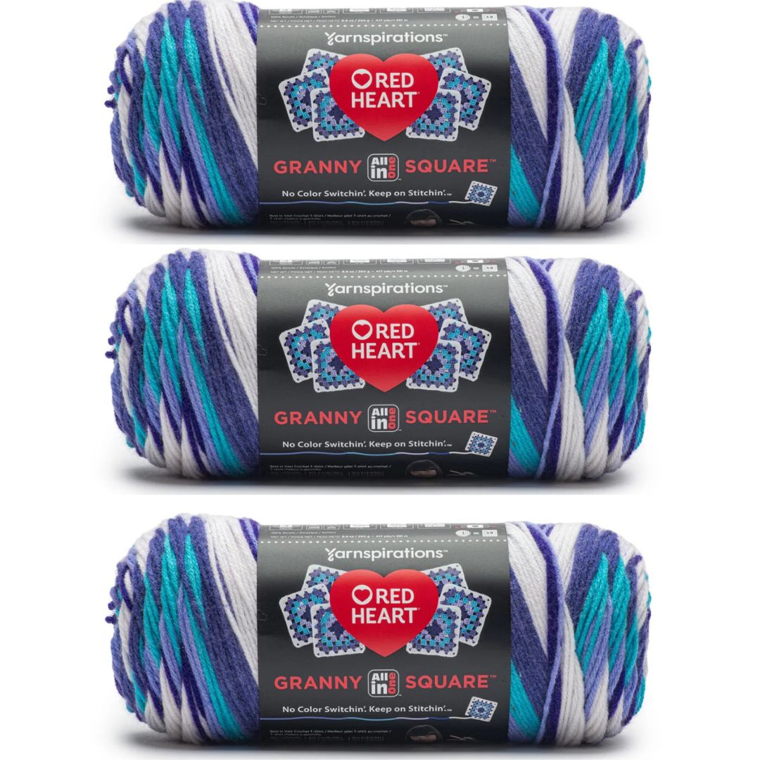 Pack of 3 Red Heart Granny Square Yarn 250g