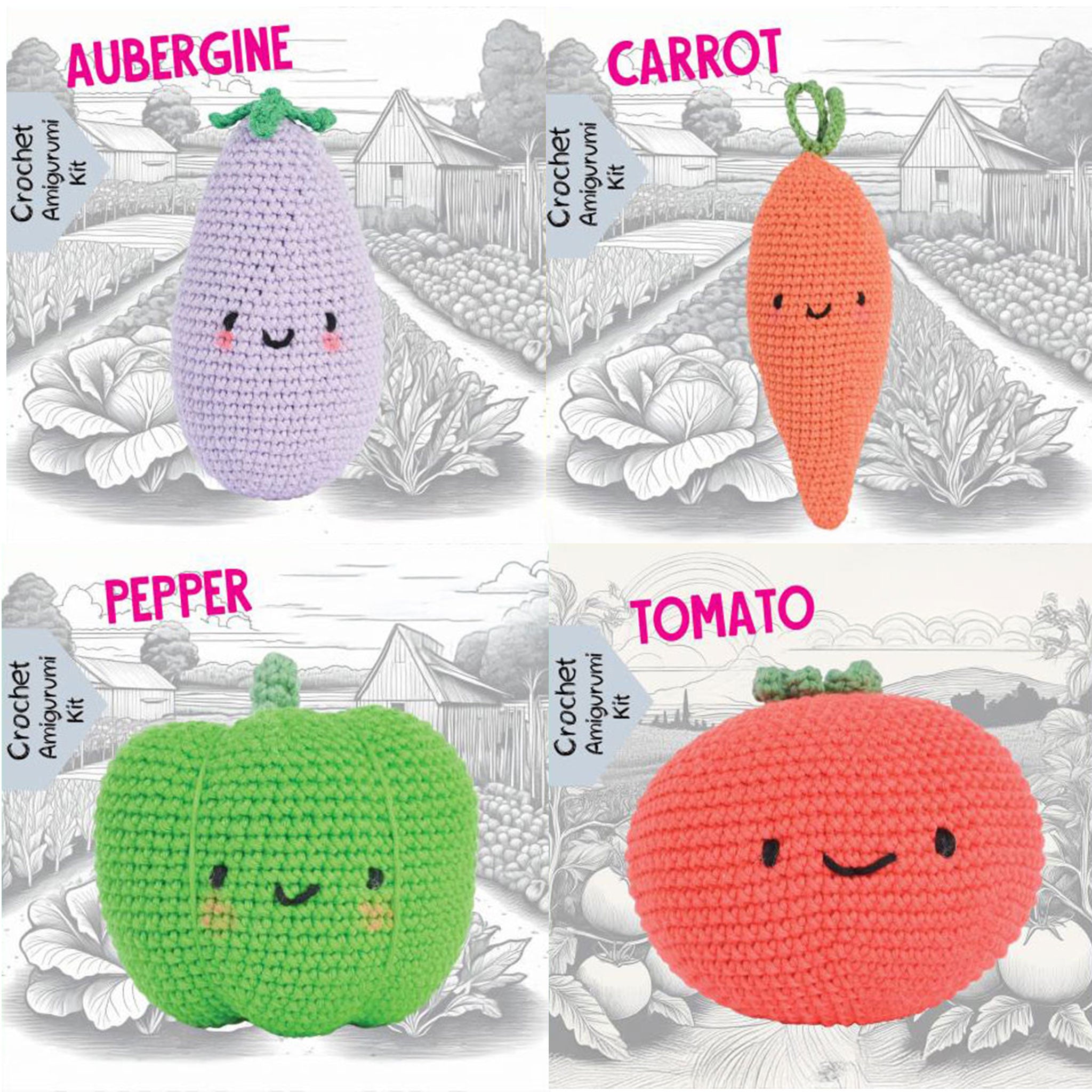 Pouch Pals Crochet Kit - Veggie Patch Bundle