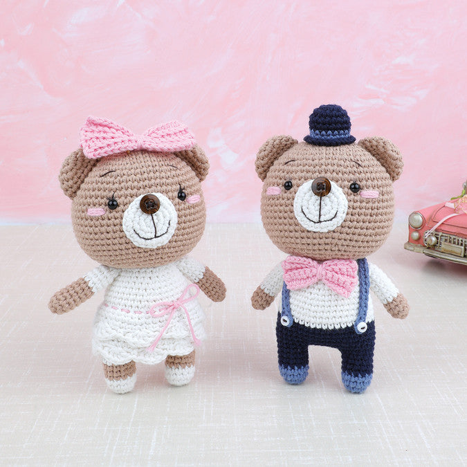 Knitty Critter Crochet Wedding Bears - Bertha Bride