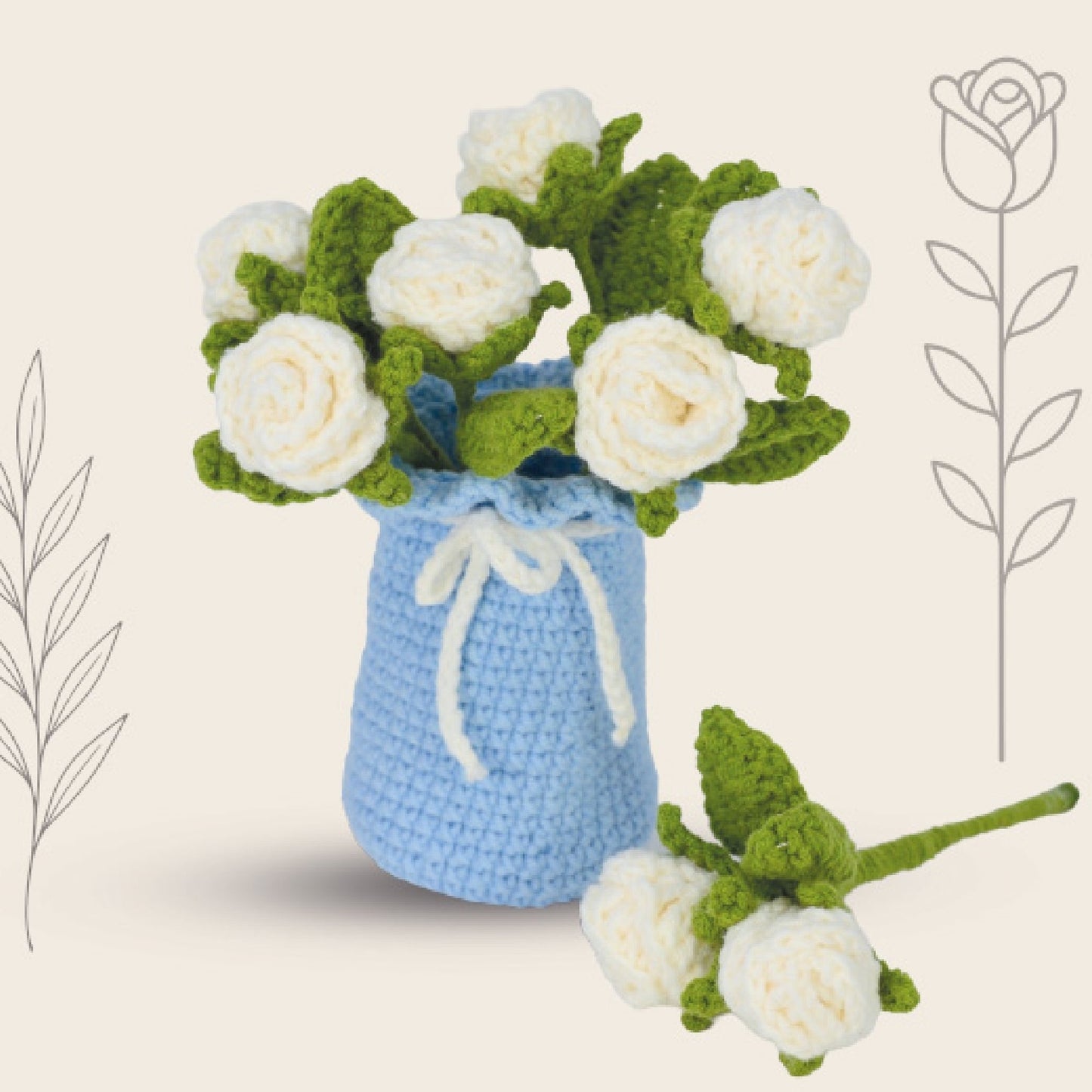 Forever Florals - Roses and Vase Crochet Kit