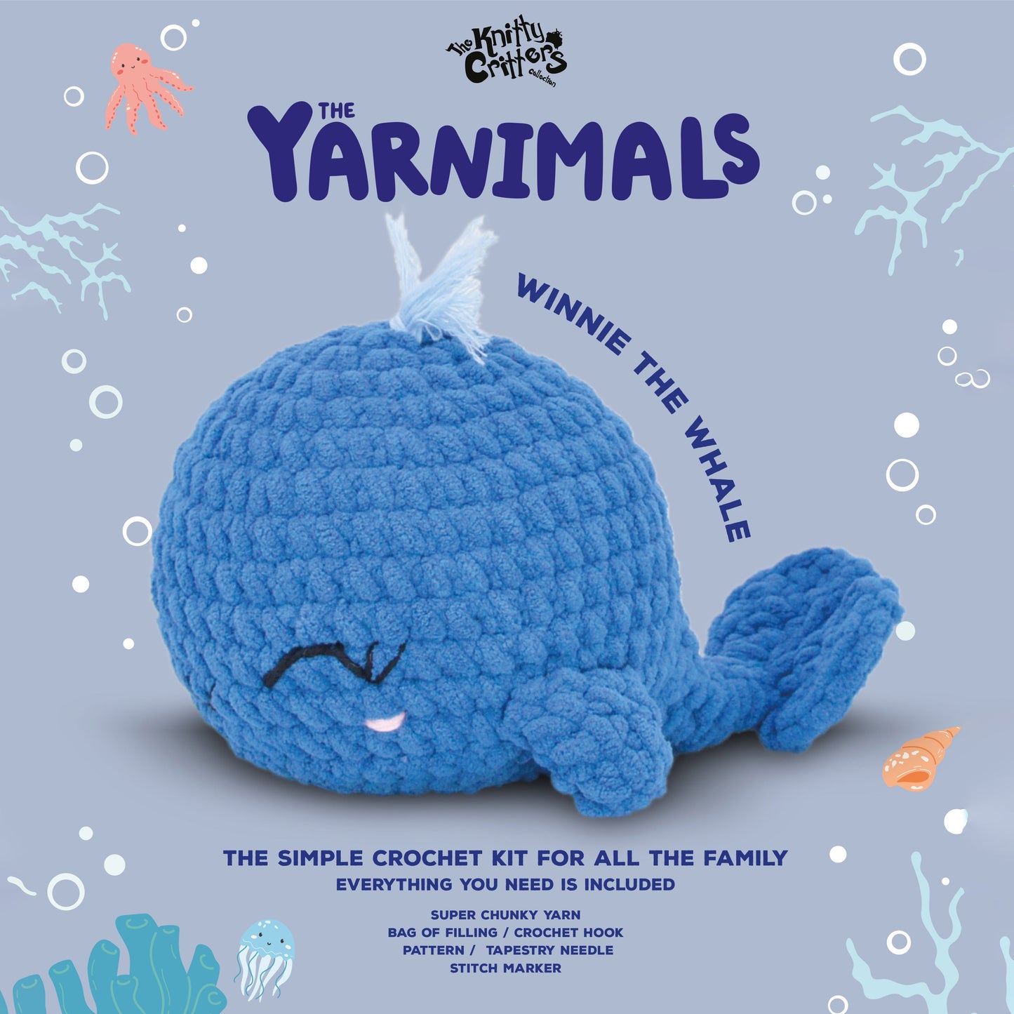 Knitty Critters - Yarnimals - Winnie The Whale |Amigurumi Crochet Kit