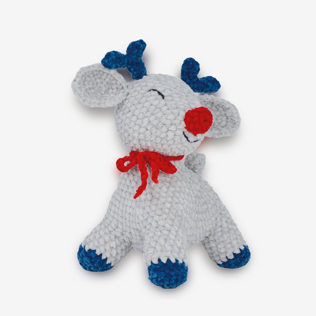 Knitty Critters - Velvet Christmas Crochet Kit - Grey Reindeer
