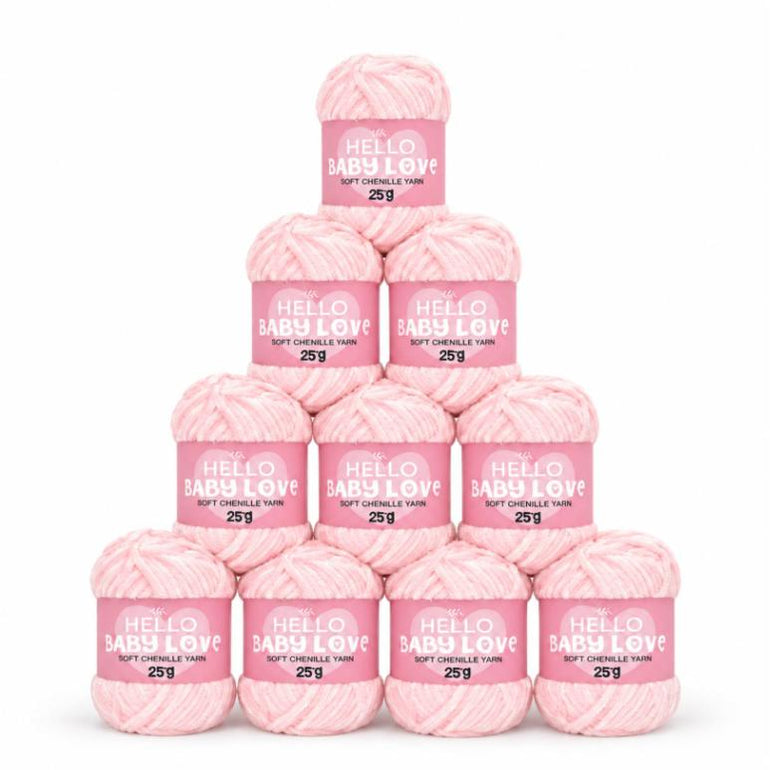 Hello Baby Love Soft Chenille Yarn - Pack of 10 - 205 Baby Pink