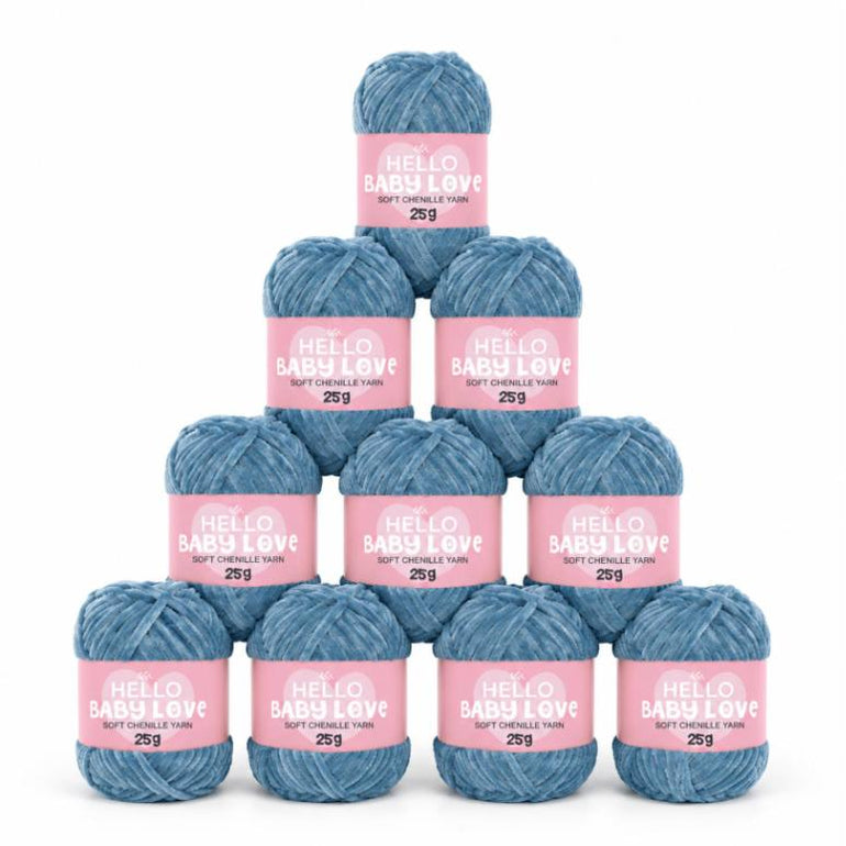 Hello Baby Love Soft Chenille Yarn - Pack of 10 - 216 Denim