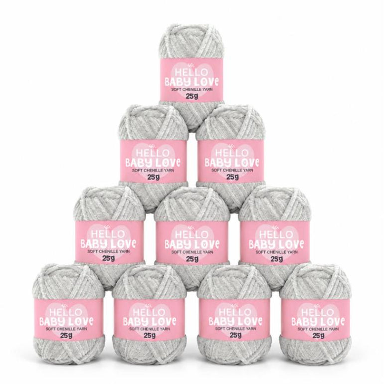 Hello Baby Love Soft Chenille Yarn - Pack of 10 - 231 Pale Grey
