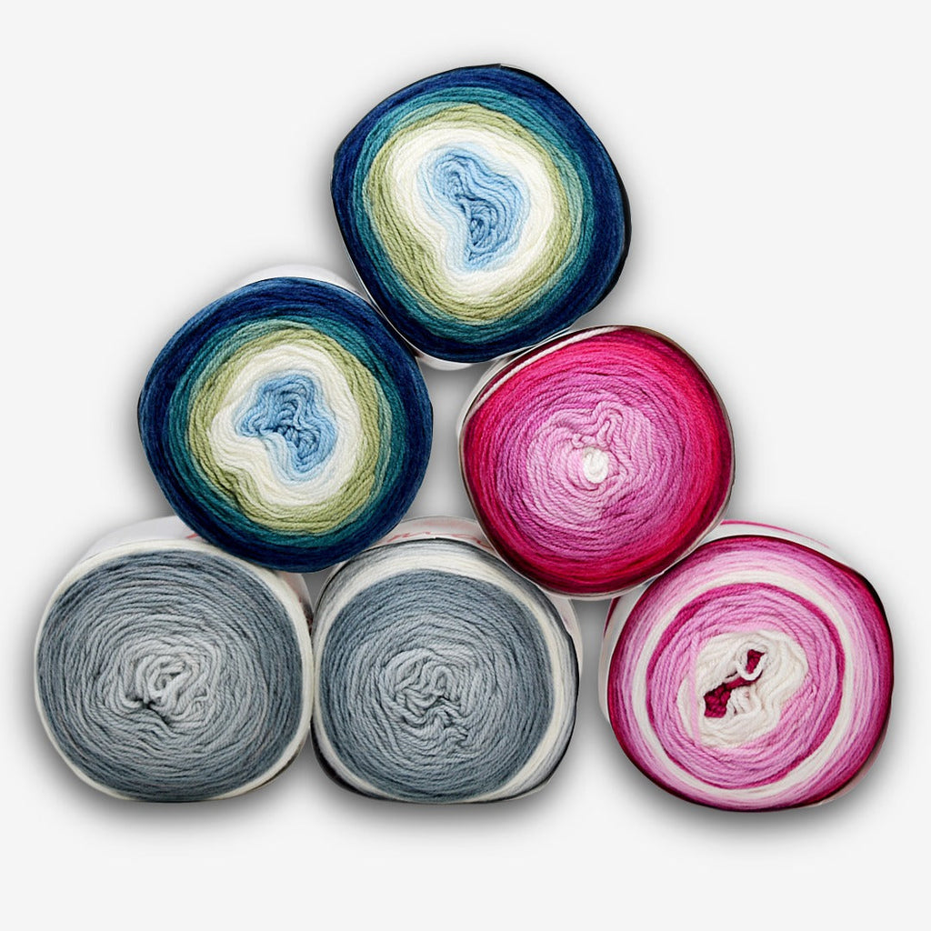Assorted Variegated Cake Yarn - 6  x 150g Balls