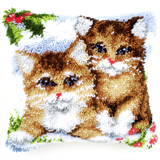 Vervaco Latch Hook Cushion Kit Snow Cats 40cm x 40cm