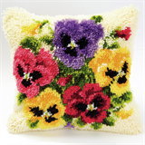 Vervaco Latch Hook Cushion Kit Pansies 40cm x 40cm