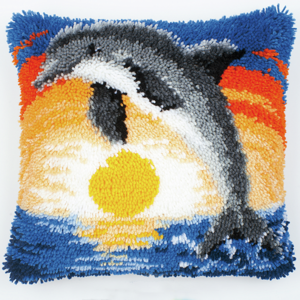 Vervaco Latch Hook Cushion Kit Dolphin 40cm x 40cm
