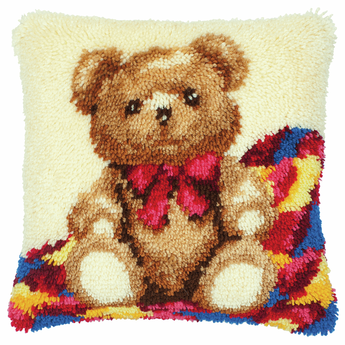 Vervaco Latch Hook Cushion Kit Teddy 40cm x 40cm PN-0014124