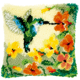 Vervaco Latch Hook Cushion Kit Hummingbird & Flowers 40cm x 40cm