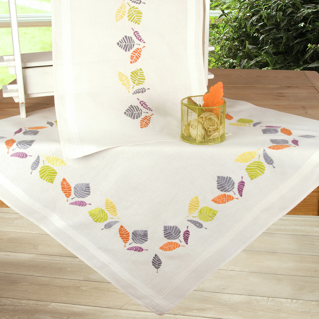 Vervaco Embroidery Tablecloth Kit - Colourful Leaves PN-0147513