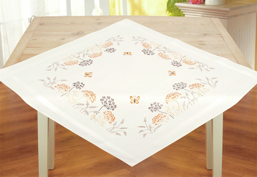 Vervaco Embroidery Tablecloth Kit - Grasses & Butterflies PN-0148207
