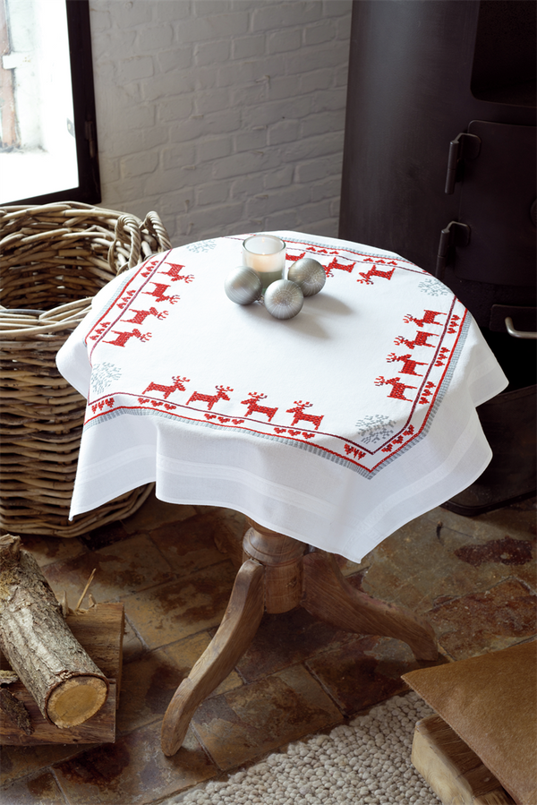 Vervaco Embroidery Tablecloth Kit - Red Reindeers PN-0147491