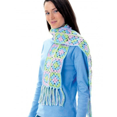 CROCHET PATTERN - Lily Sugar 'N Cream - Granny Square Scarf Crochet Pattern