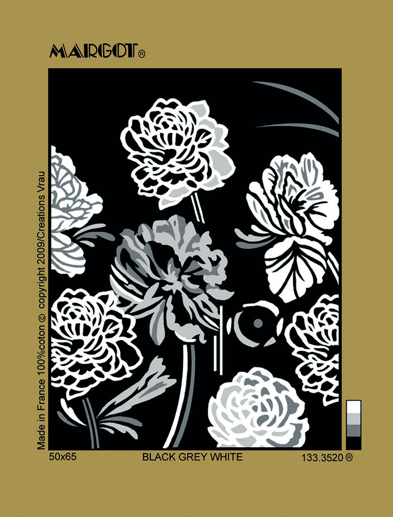 Margot Printed Tapestry Canvas - 50 x 65cm - Black & White Florals