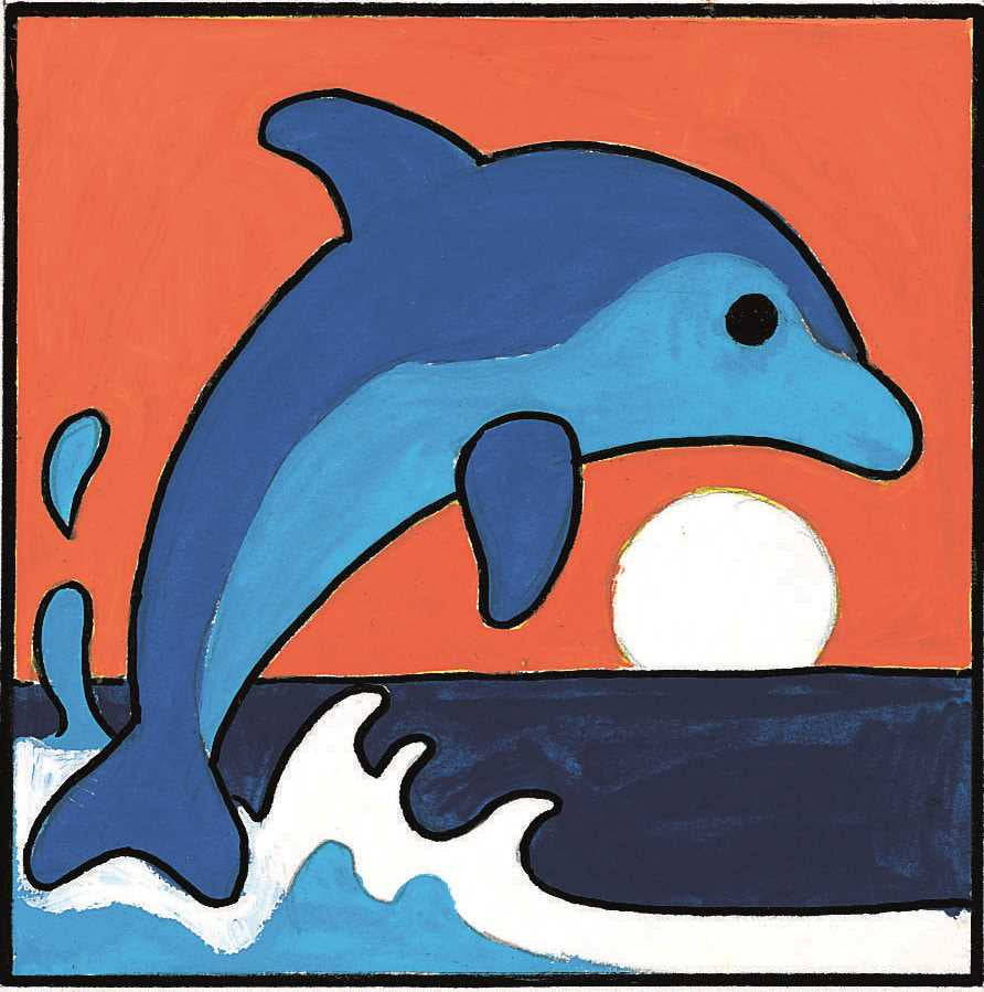 Printed Children's Canvas Tapestry Kit - Dolphin & Sunset
