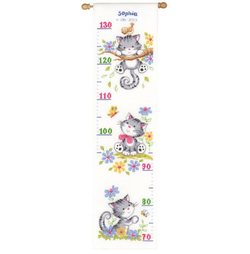Vervaco Cross Stitch Kit Kittens Height Chart 14ct PN-0021581