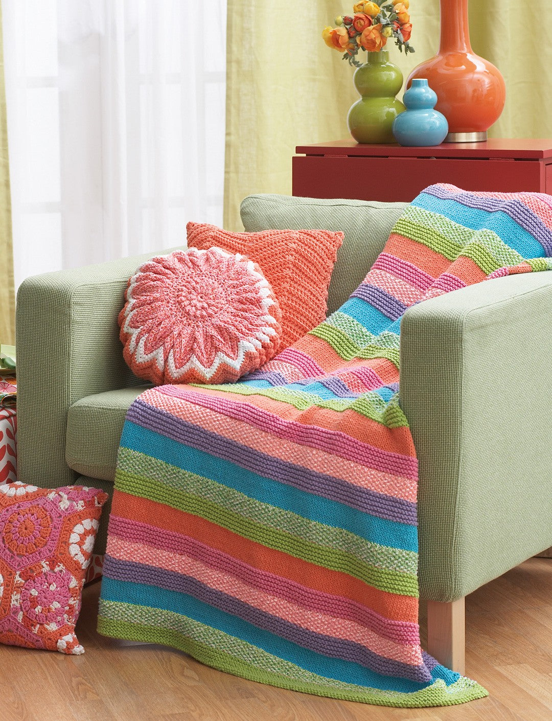 KNITTING PATTERN - Lily Sugar 'n Cream Striped Blanket Pattern