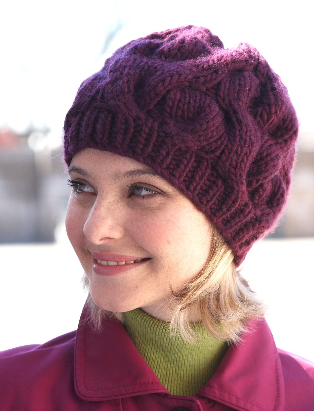 KNITTING PATTERN - Bernat Roving Cable Hat Pattern
