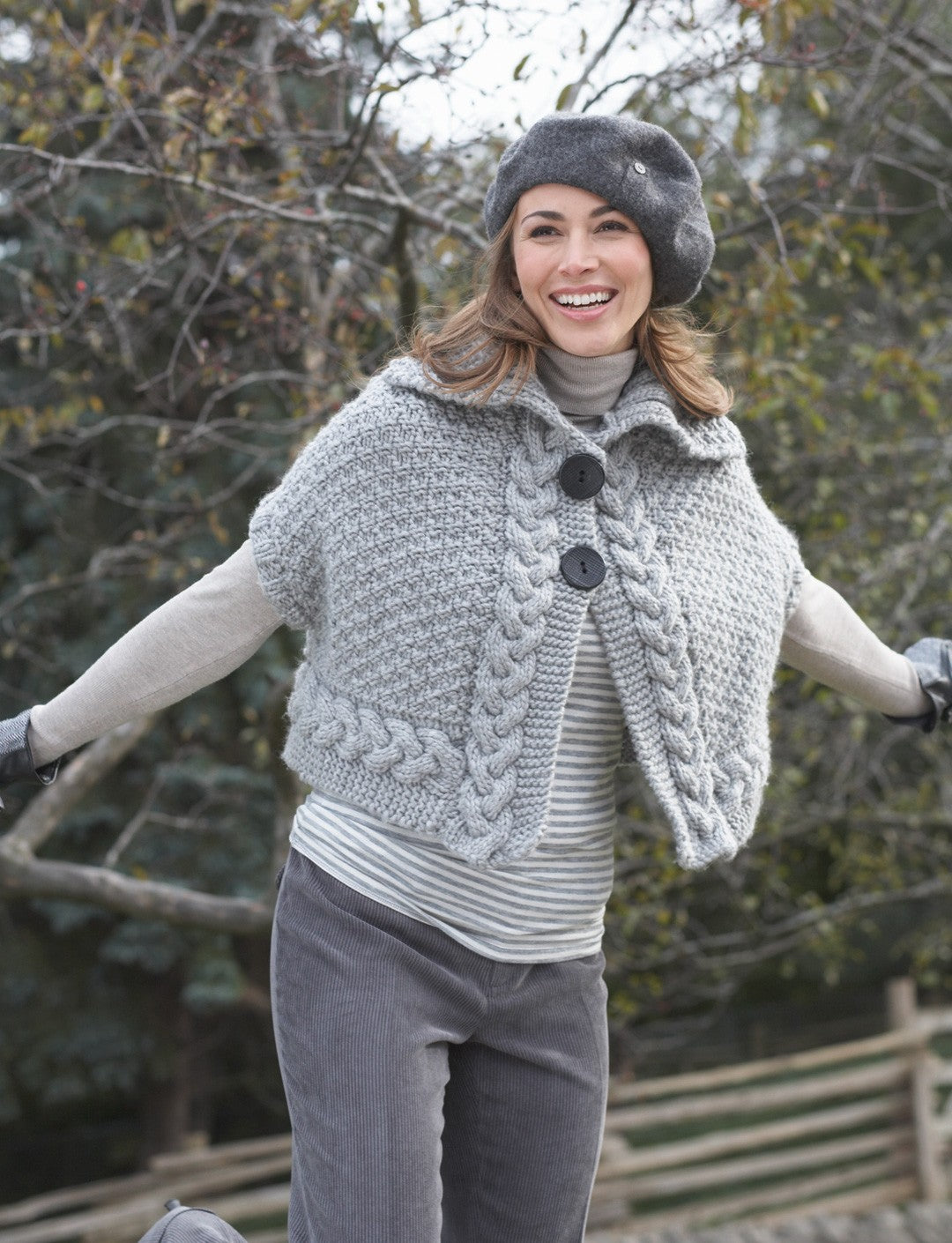 KNITTING PATTERN - Bernat Roving Cable Cape