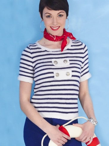 KNITTING PATTERN - Caron Simply Soft Striped Sailor Top