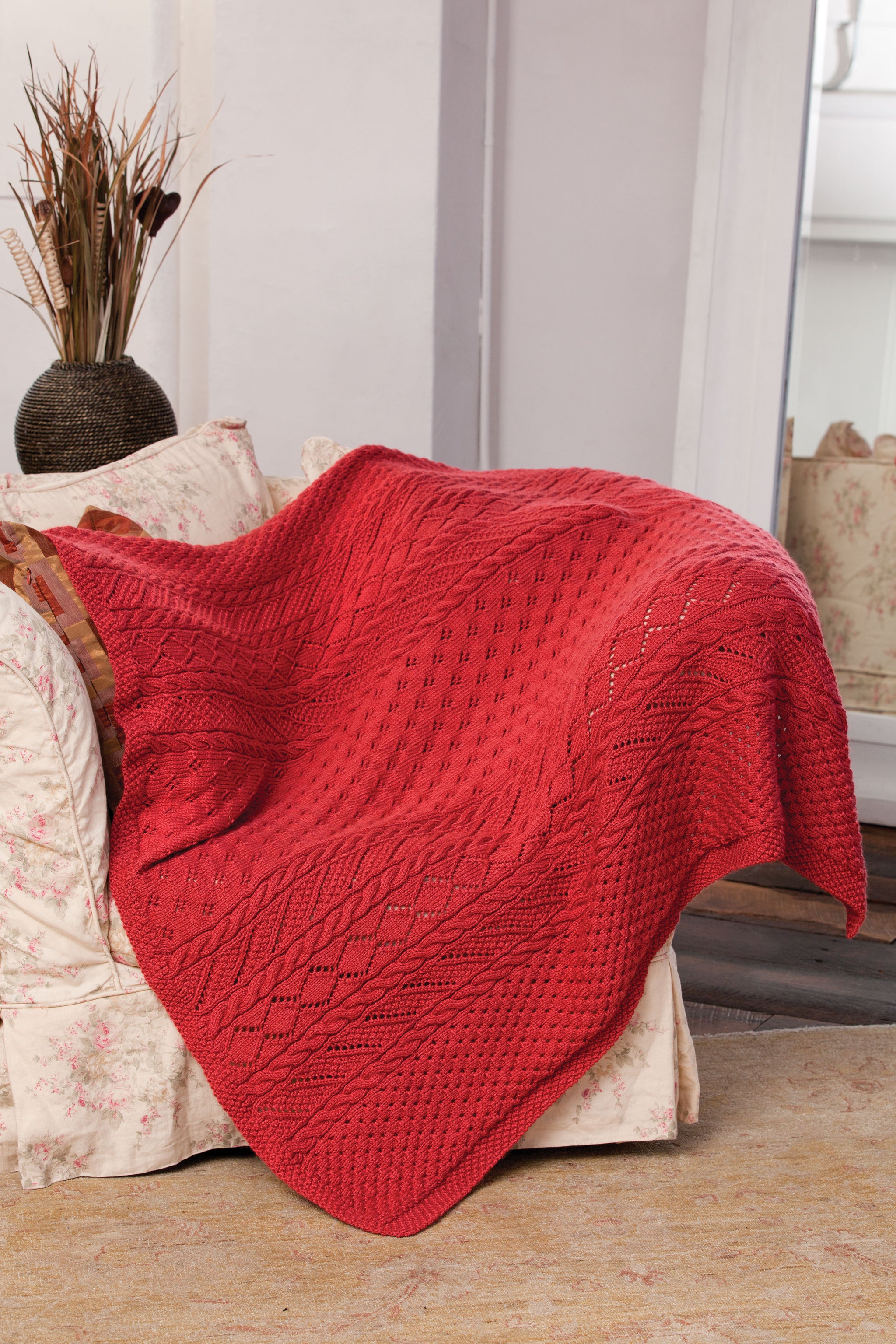 KNITTING PATTERN - Lace Panel Throw