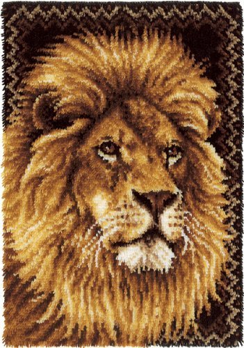 Wonderart Lion Latch Hook Rug Kit 40" x 27"