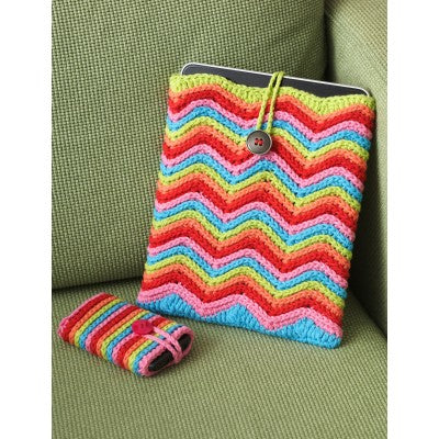 CROCHET PATTERN - Lily Sugar 'N Cream - Rainbow Stripes Tablet & Phone Cover Crochet Pattern
