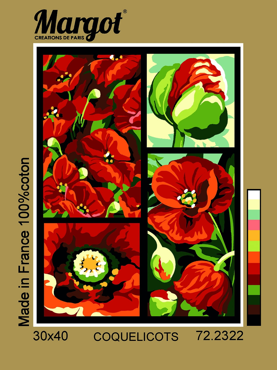 Margot Printed Tapestry Canvas - 30 x 40cm - Poppies