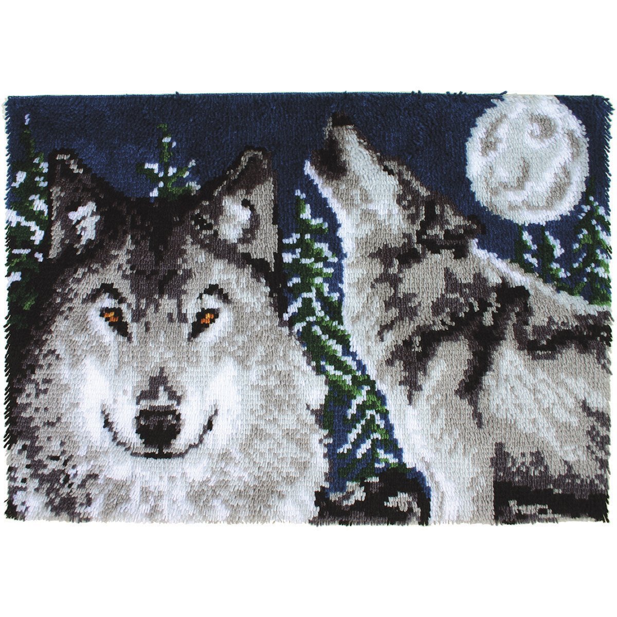 Wonderart Midnight Wolves Latch Hook Rug Kit 40" x 27"